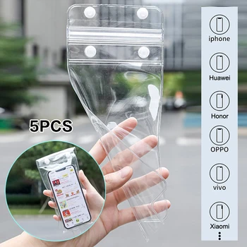 Set di 5 coperture per telefono trasparenti impermeabili, perfette per andare in bicicletta e moto con schermo tattile