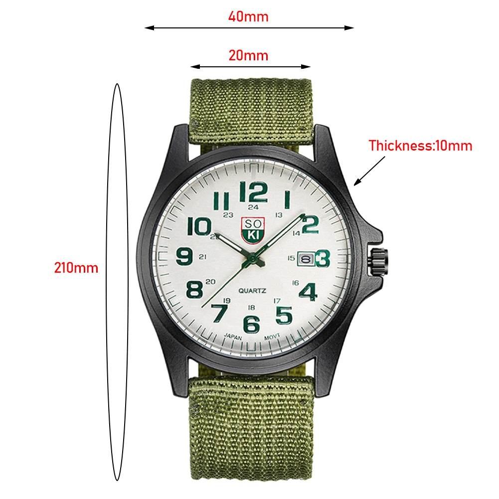 Men's Brown Nylon Strap Quartz Watch - Stylish Round Dial with Date Display