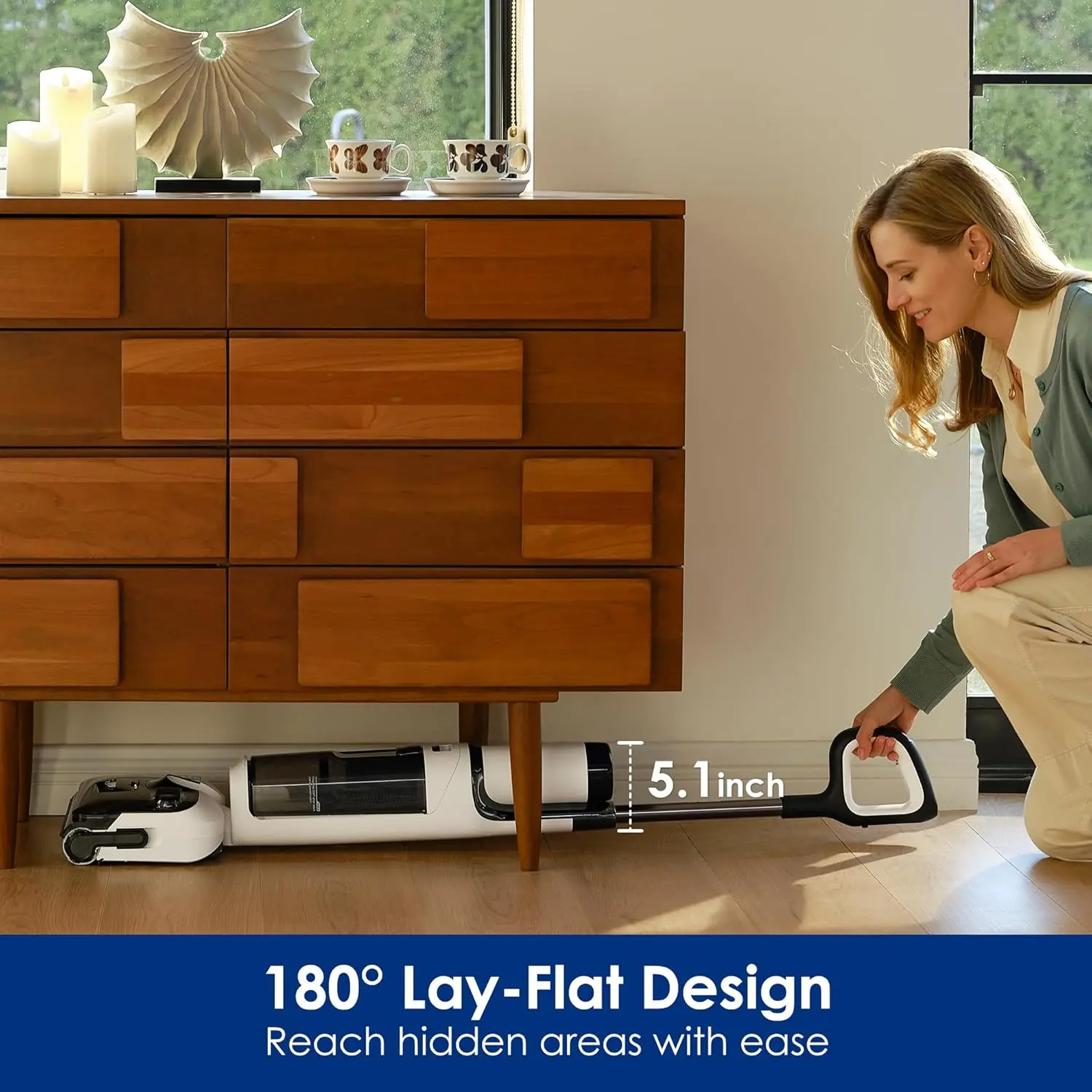 S6 Cordless Wet Dry Vacuum Cleaner, 180°Lay-Flat Smart Vacuum Mop, 40 Minutes Long Runtime 158℉ 3