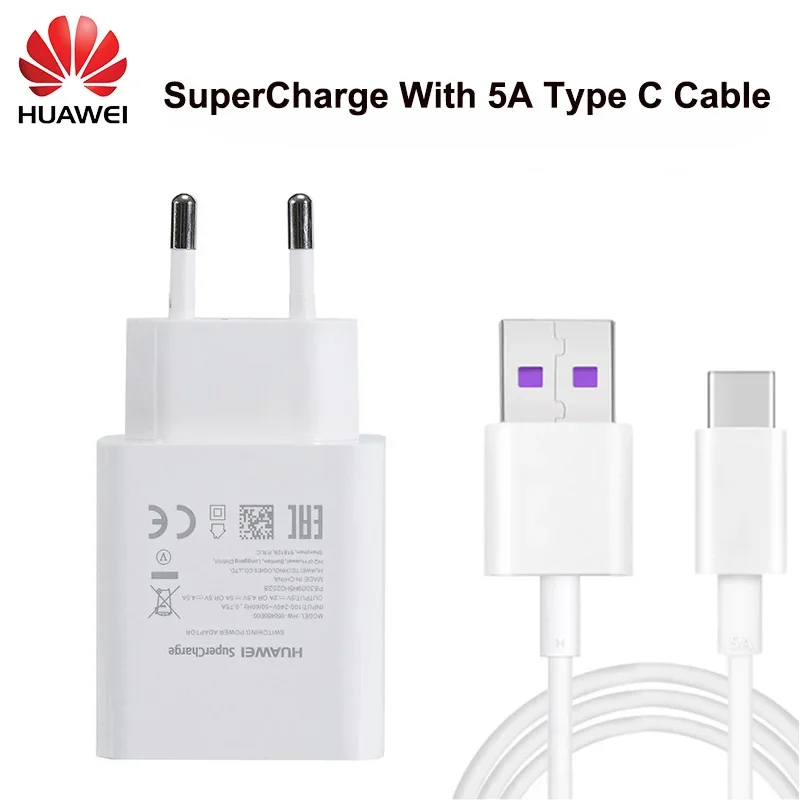Original Huawei EU Supercharge Mate 9 10 20 P10 Plus P20 Pro Honor 20 V20 Fast Super Charger 4.5V5A Type-C USB 3.0 Type C Cable