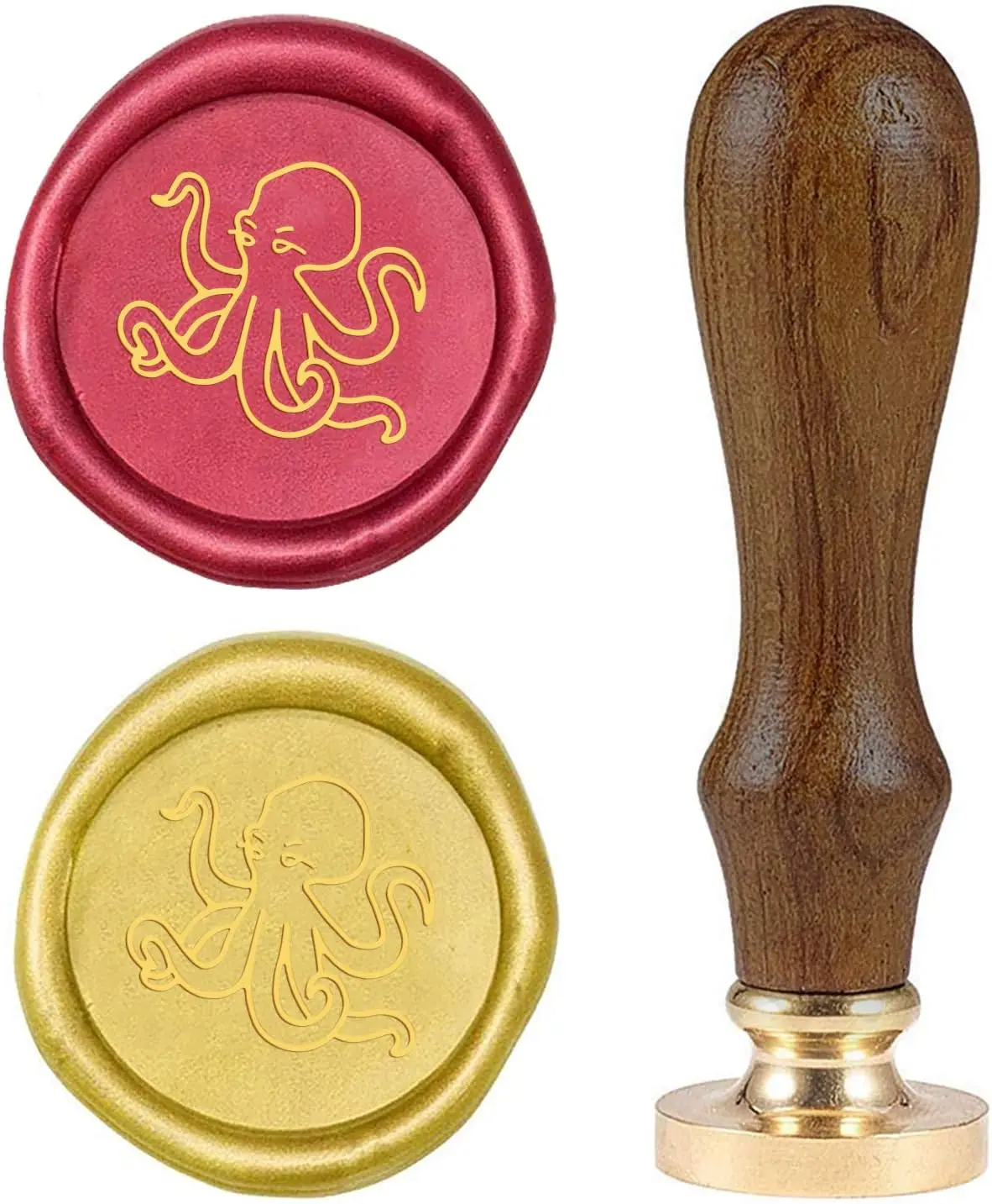 

1PC 25mm Wax Seal Stamp Octopus Pattern Sealing Wax Stamp for Envelopes Invitations Gift Card Bottle Decoration Wooden Handle