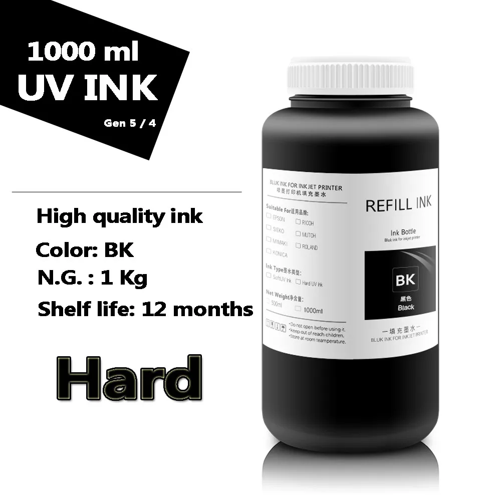 Printer UV Ink 1000ML/bottle*5colors Dedicated For Ricoh GEN 4 GEN5 printhead for Ricoh UV printer