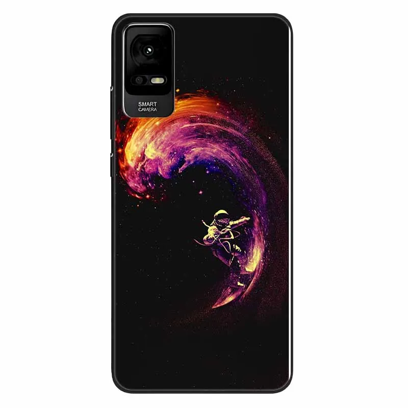 Black TPU Bumper Case with Cute Cat Design - Soft Silicon Back Cover