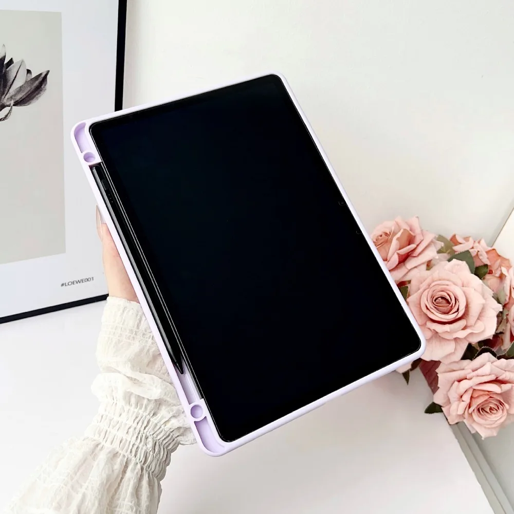 Candy Color Tablet Case with Pencil Holder - TPU Cover