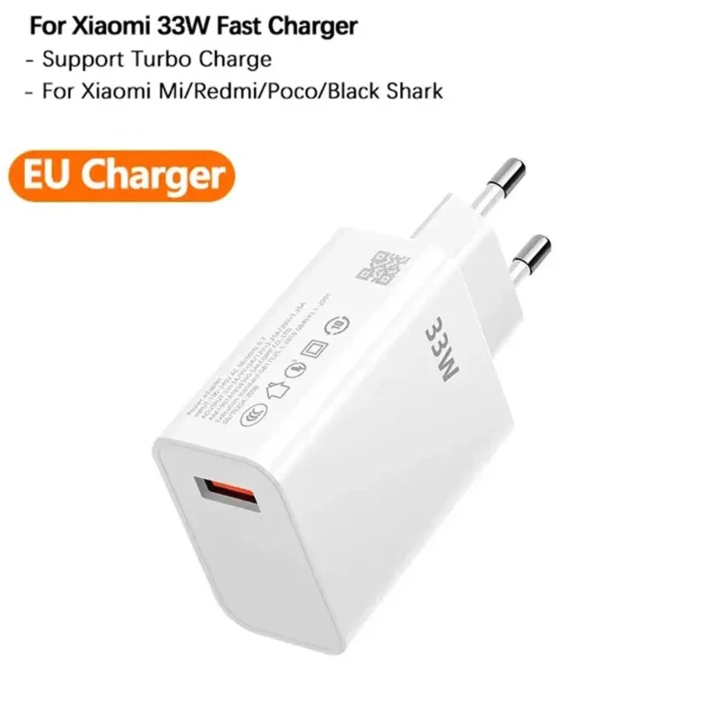 33W Turbo Fast Charger with USB Type C Cable - Quick Charging Adapter