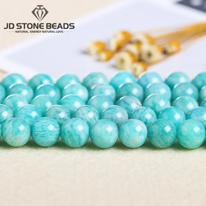 Natural Stone Amazonite Blue Green Beads Round Loose Spacer Gemstone Bead For jewelry Making Diy Bracelet Necklace Accessory