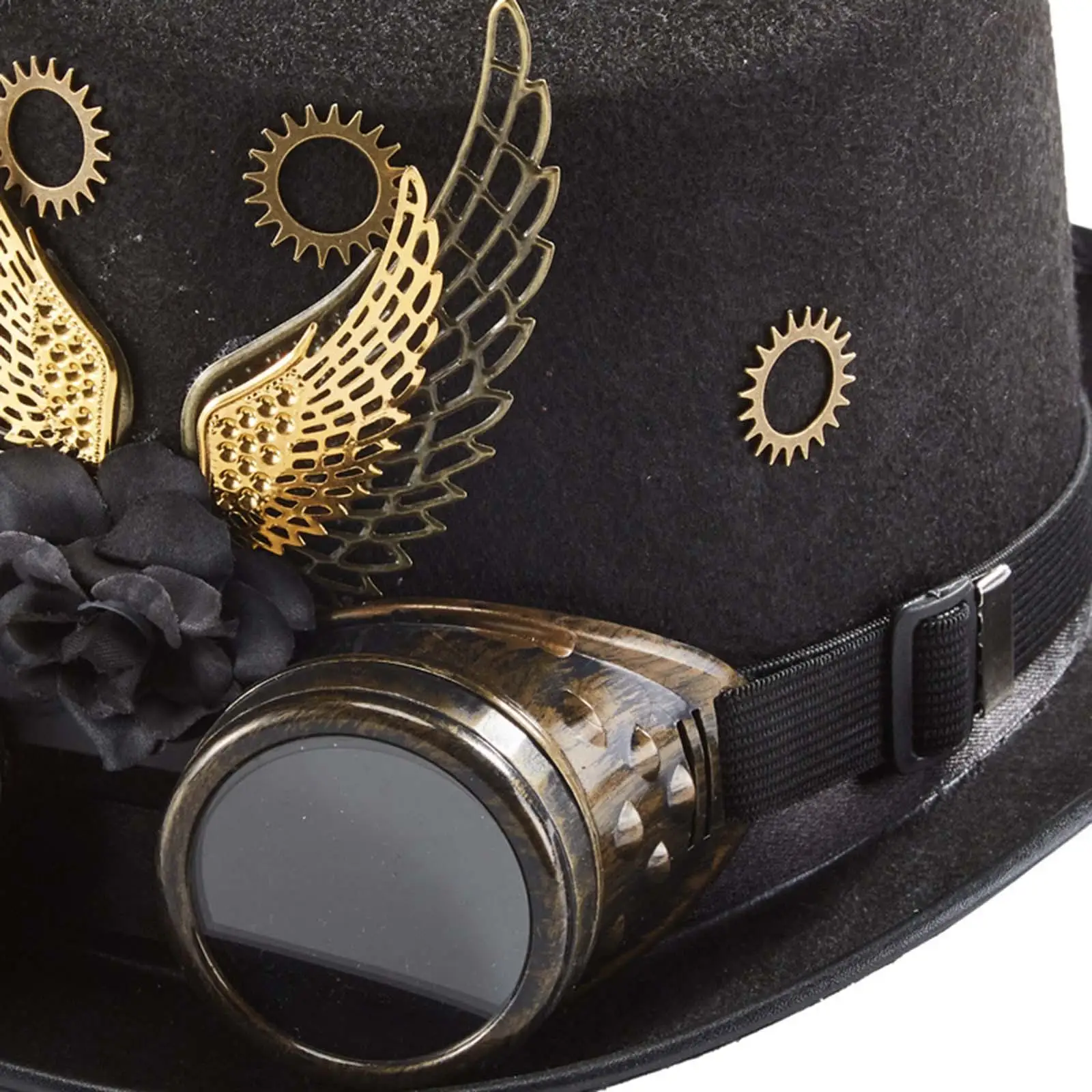 Vintage Steampunk Hat with Goggles Black Top Hat for Men Women Masquerade Costume Party Gothic Jazz Hat Unisex Durable