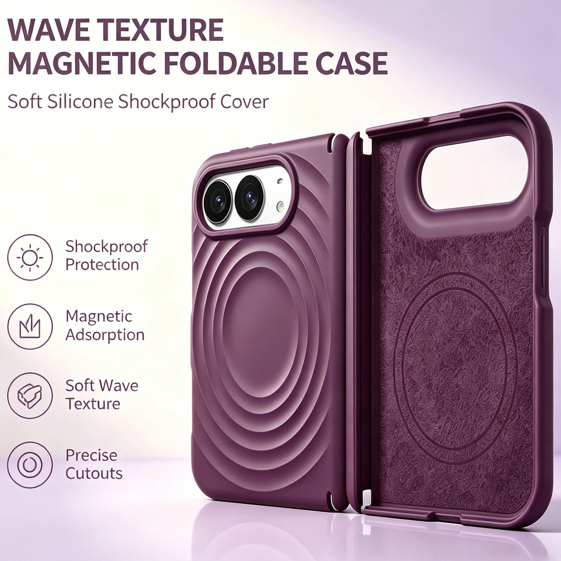 Elegant Liquid Silicone Magnetic Case with Ripple Texture - Full Shockproof Protection and Magsafe Compatible