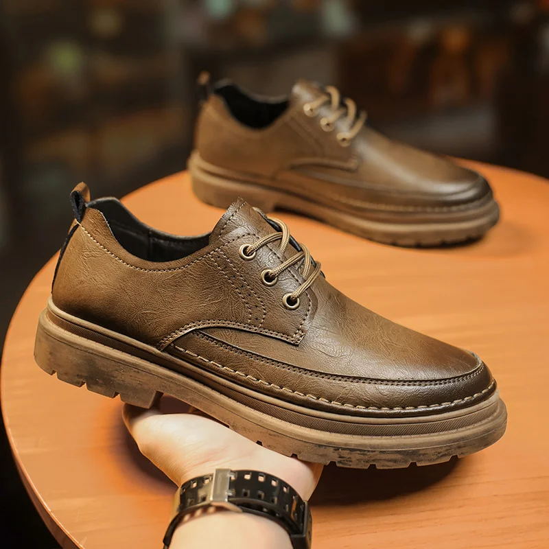 

Autumn New Men Shoes Brogue Casual Shoes Men Genuine Leather Shoes Work Boots Business Casual Sneakers Men's Genuine Leather