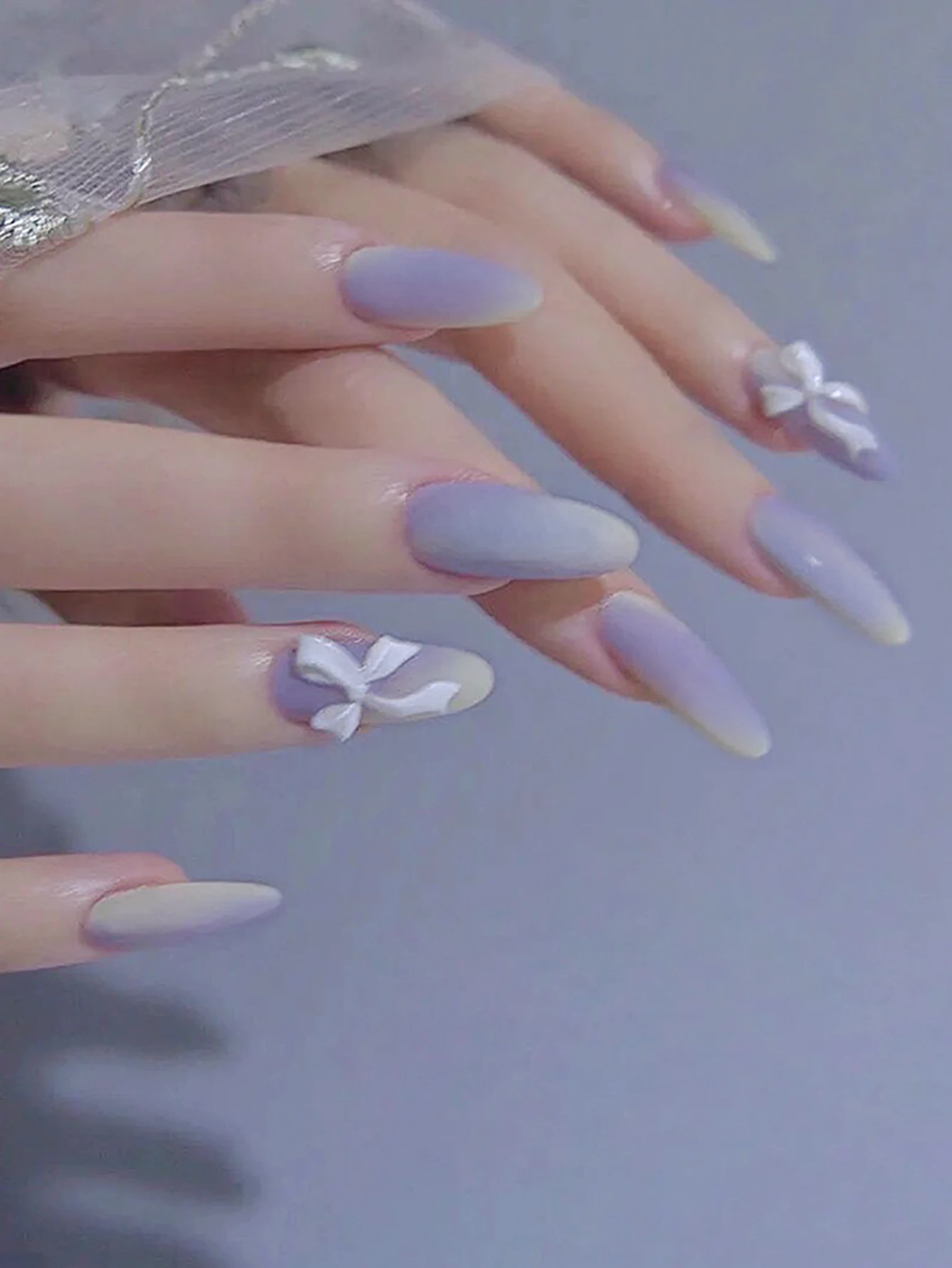 

Фиолетовый волшебный галстук Декор Длинные накладные ногти прочные и никогда не разделяемые накладные ногти для горячего платья девушки