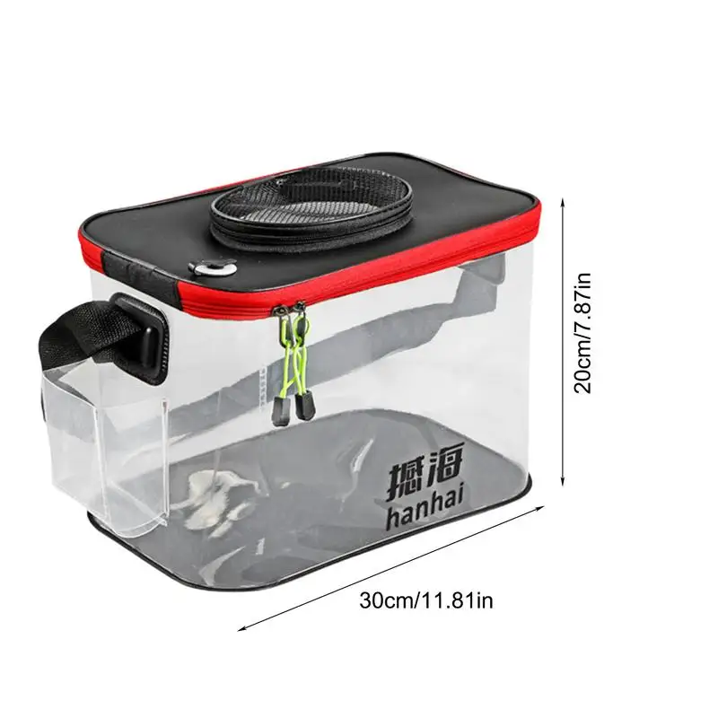 20L Transparent Fishing Bucket Foldable EVA Fish Bucket Live Fishing Bait Storage Bag With Breathable Hoel Camping Water Bag
