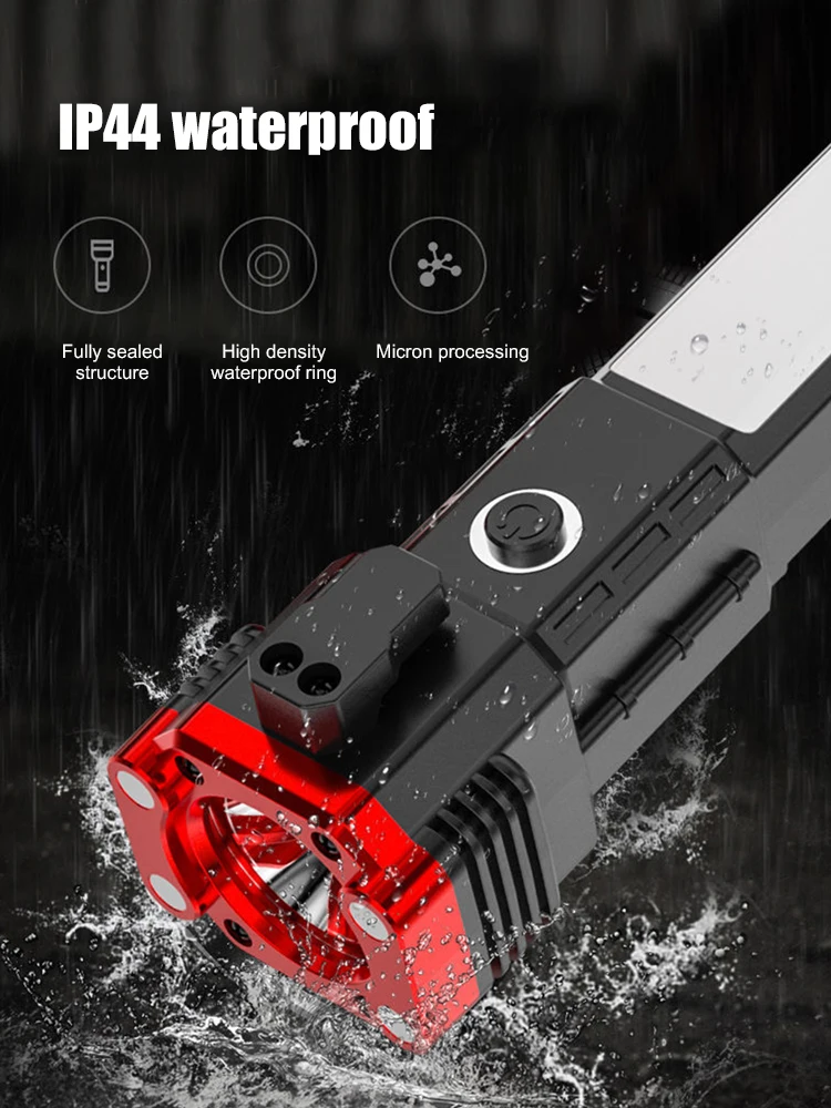 ultraviolet torch USB Rechargeable COB LED Flashlight Torch 1200mAh Power Bank Waterproof Emergency Safety Hammer Working Light for Camping high powered flashlights