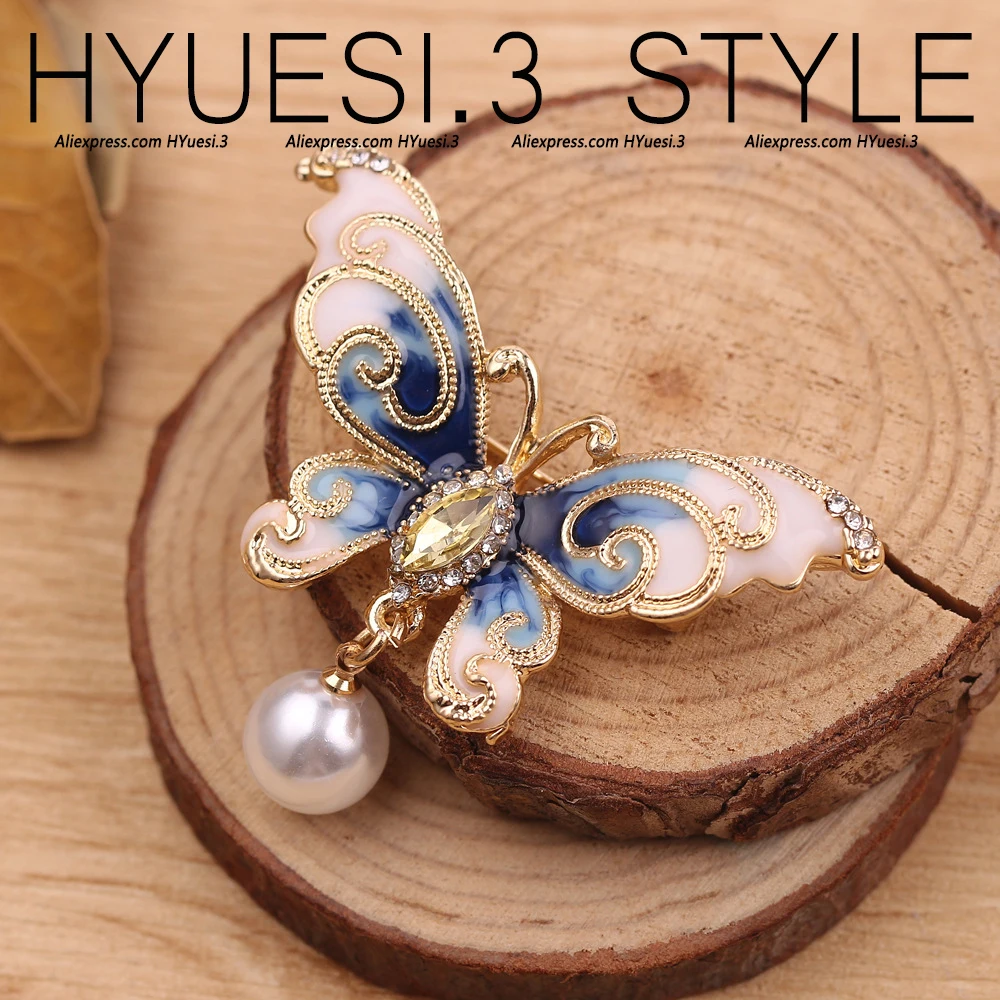 Vintage Crystal Rhinestone Butterfly Brooch Pin Blue Color Butterfly Brooches For For Women