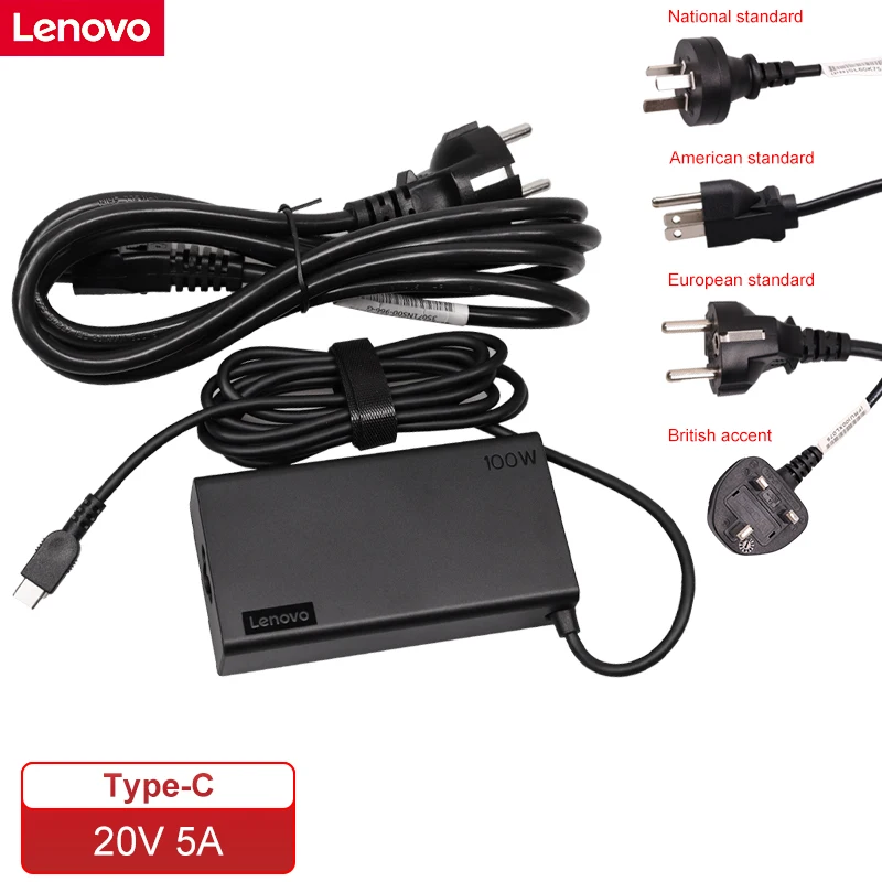 레노버 씽크패드  PD 충전기 100w Type-C 노트북 전원 공급 장치 16+P 어댑터 썬더볼트 USB-C 전원 코드 범용 20V5A