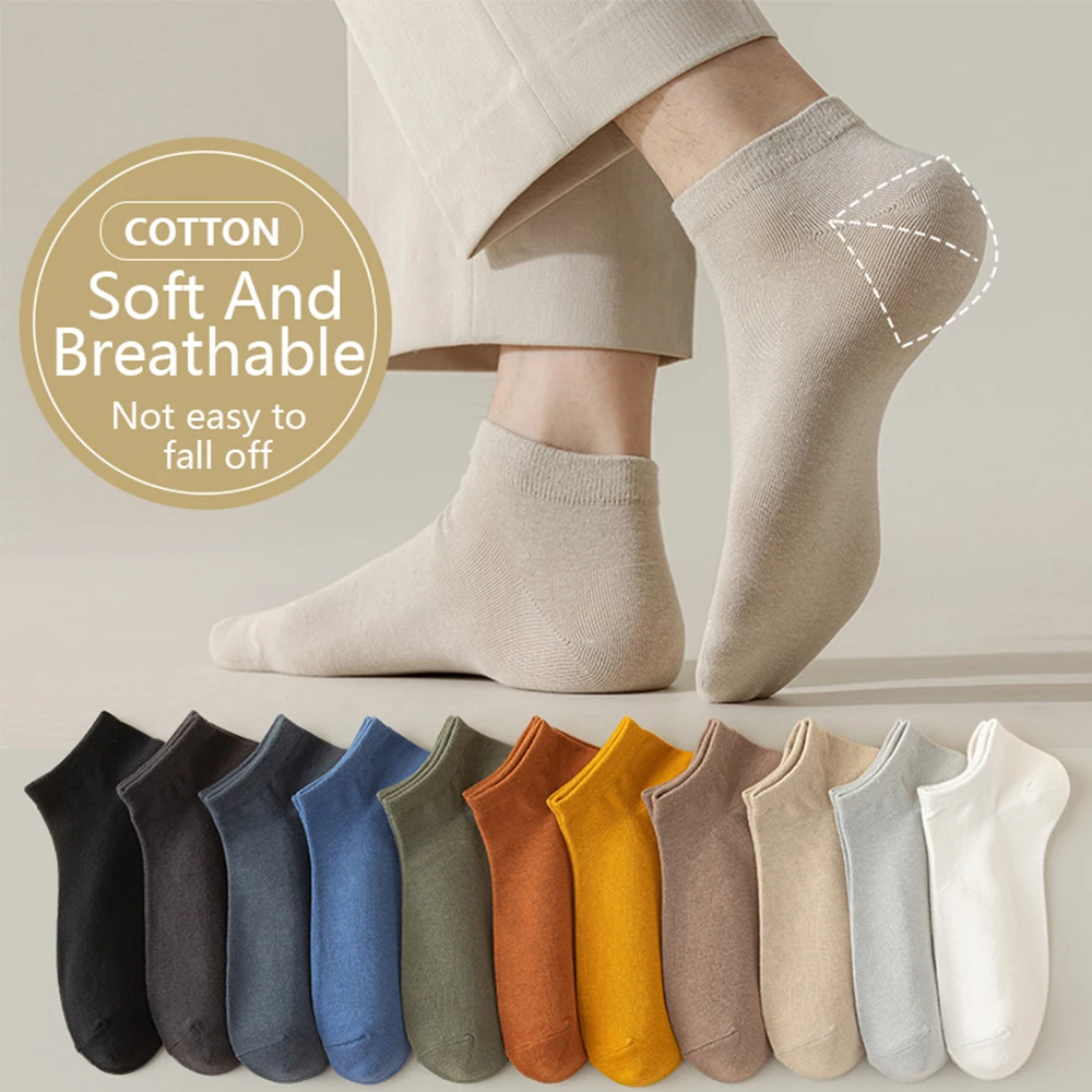 Cotton Socks Men Business Dress Short Ankle 95% Combed 5Pairs