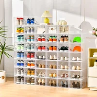 12 Pack Thicken Sturdy Clear Shoe Storage Organizer with Magnetic Door, Shoes Boxes Clear Plastic Stackable for Closet,Shoe Rack 2