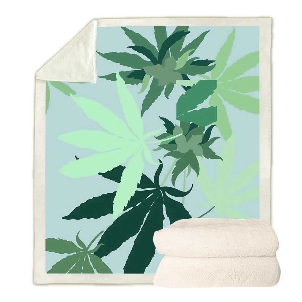 

CLOOCL Fashion Blankets Plant Leaves Weed Art 3D Printed Throw Blankets Double Layer Quilt Nap Air Conditioner Quilts