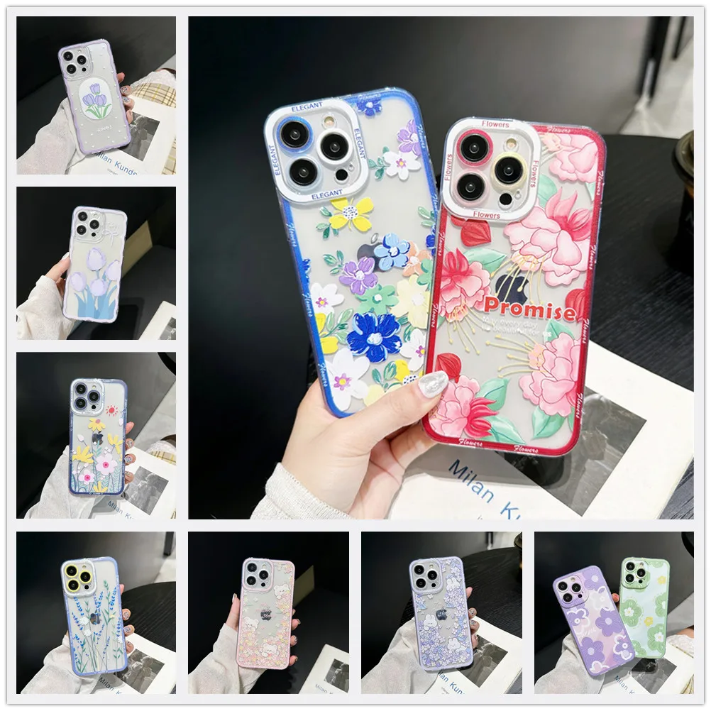 Цветочный чехол для Xiaomi Redmi 10 10A 10C 10X 12C 4A 4X 5 Plus 5A 6 6A 7 7A 8 8A 9 9A 9AT 9C Power Prime, мягкий прозрачный чехол