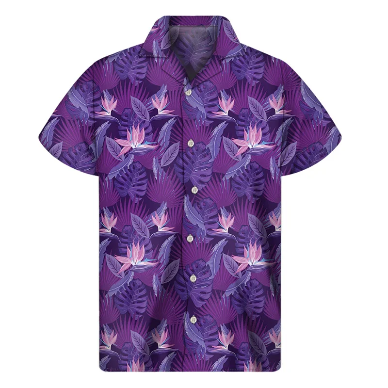 thumbnail image 1 of Camisa hawaiana con estampado 3D de palmeras tropicales para hombre, camisas con botones de frutas y plantas, blusa hawaiana de manga corta con solapa de gran tamaño para verano y playa, 1 of 5