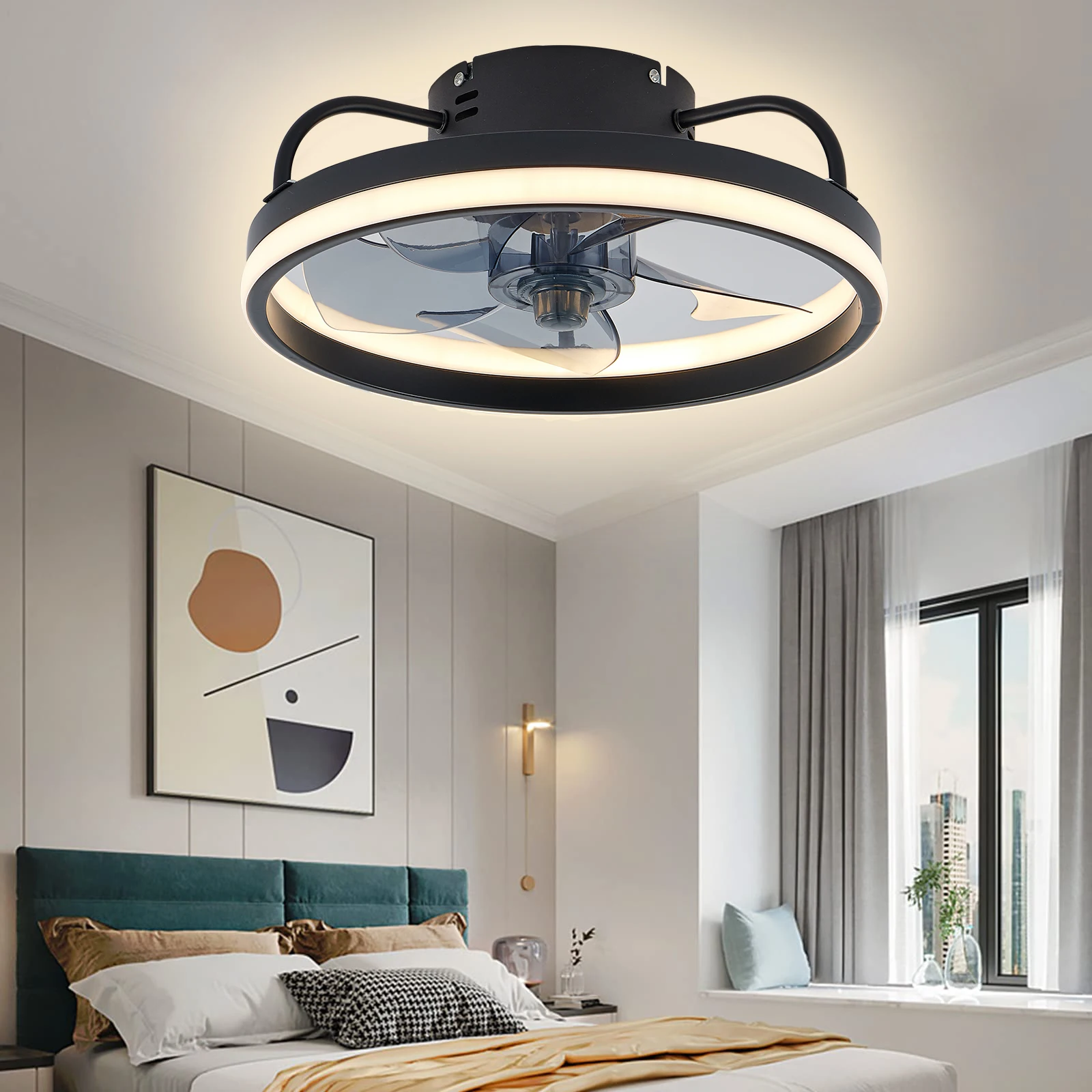IRALAN  Ceiling Fan with Light Smart Silent Electric Fans lamp Modern 6 wind speed  Remote Control Bedroom Study Livingroom Home 2