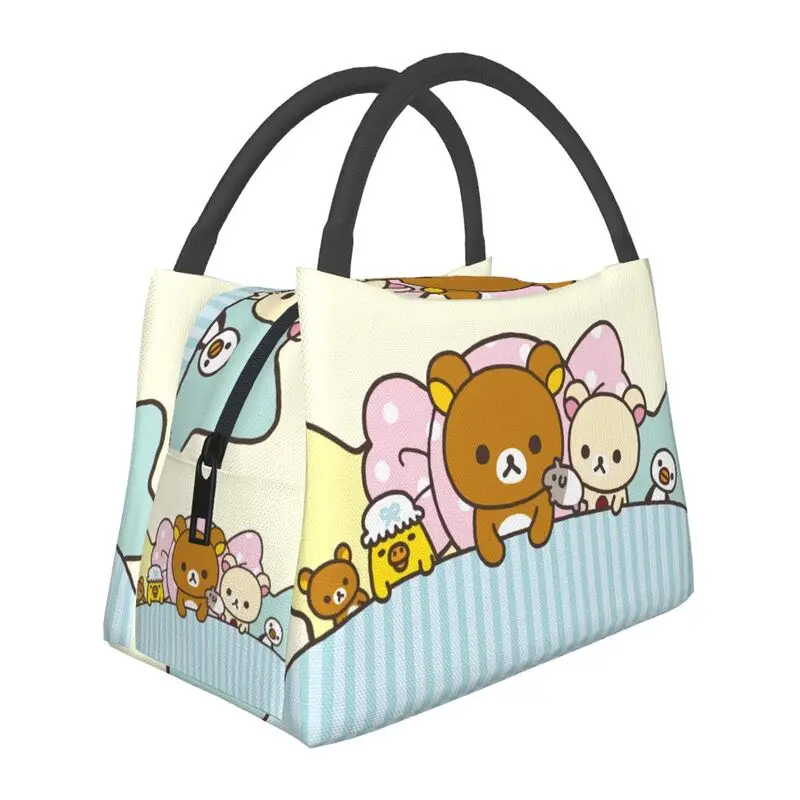 

Kawaii Cartoon Bear Rilakkuma Resuable Lunch Box Leakproof Thermal Cooler Food Insulated Lunch Bag Travel Work Pinic Container