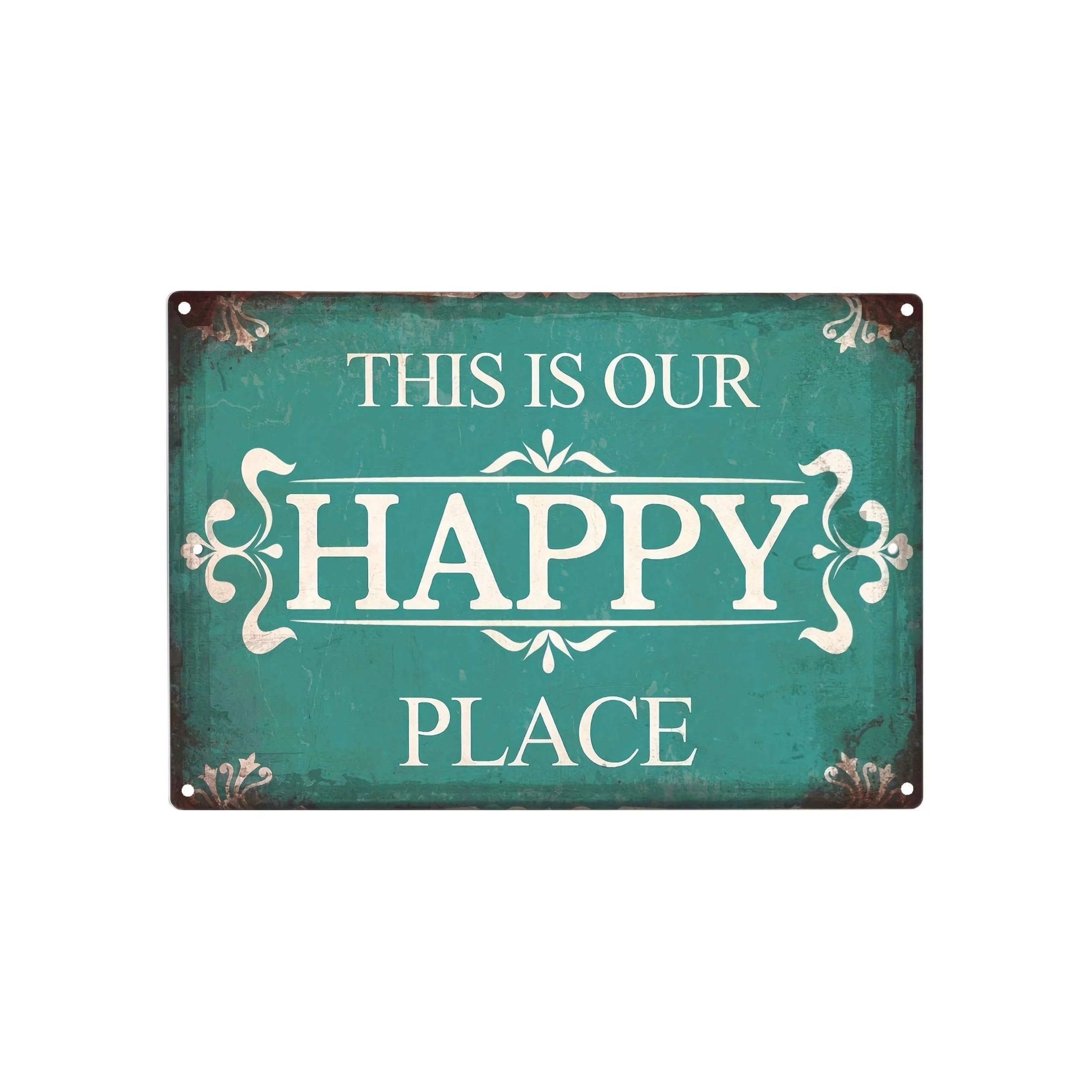

Metal Tin Sign (8''x12''), "This Is Our Happy Place", Vintage Plaque Decor, Home Decor, Restaurant Decor, Bar Decor, Cafe Decor