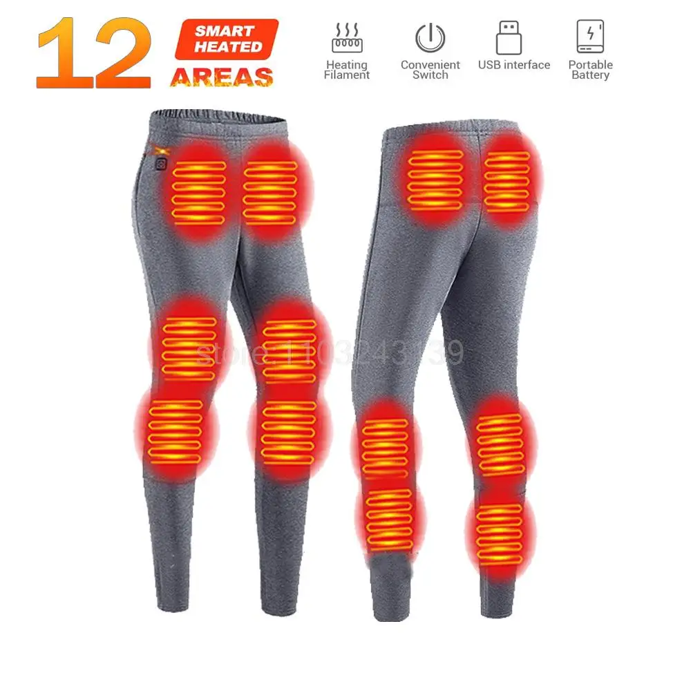 thumbnail image 1 of Ropa interior térmica de invierno para hombre y mujer, chaqueta de moto, ropa interior térmica con calefacción eléctrica por USB, calzoncillos largos de forro polar, 1 of 5