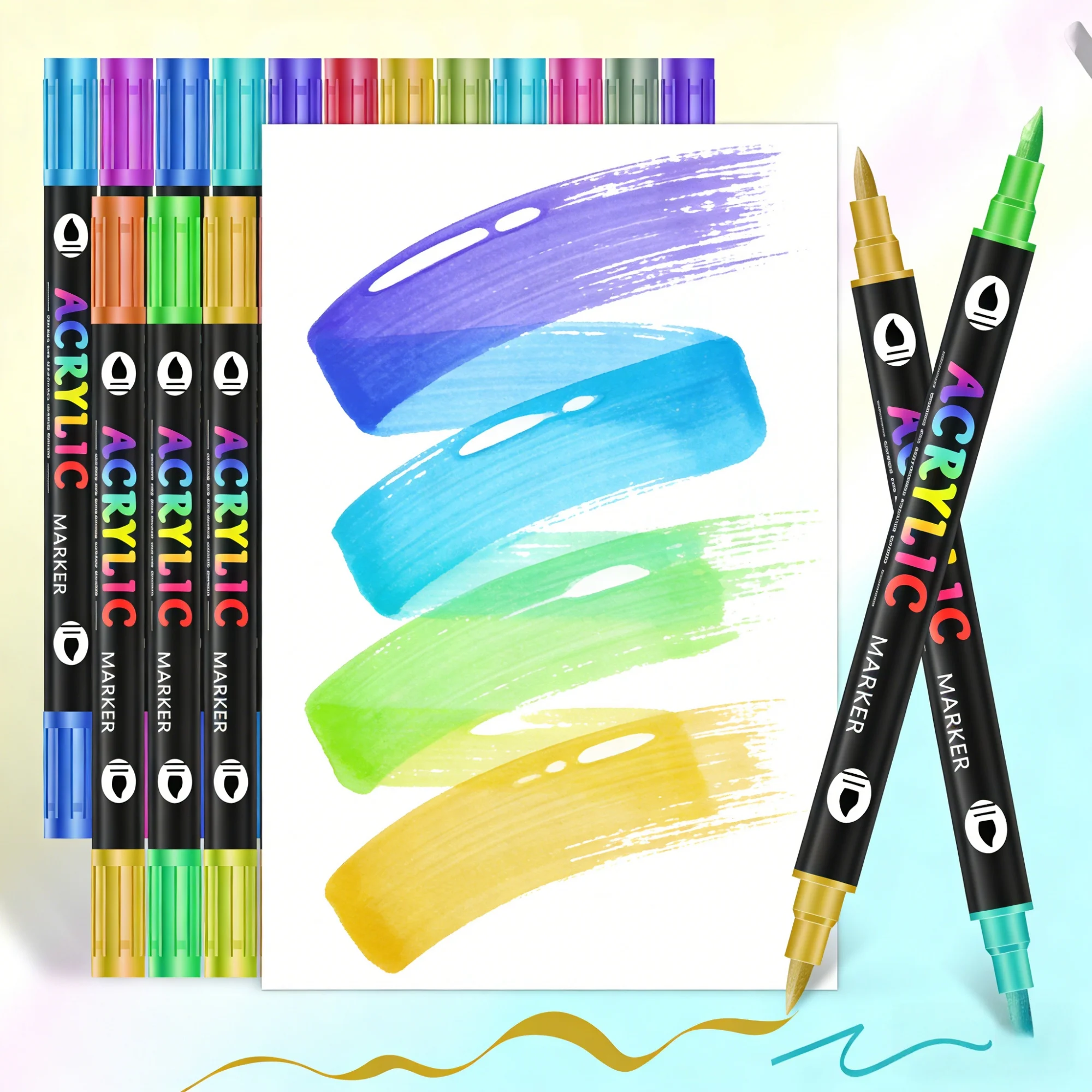 6/12팩 듀얼팁 아크릴 마커(소프트 브러시 팁 포함) ? 아크릴 페인트 펜, 캘린..