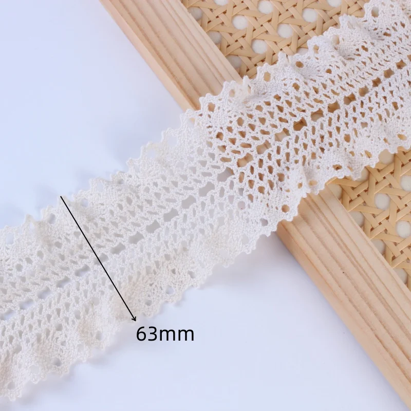 5 Yards/Lot Baumwolle Weiß Beige Elastische Spitzenborten Hochwertige Guipure-Stickerei Spitzenborte Stoff DIY Nähzubehör – Detail 2