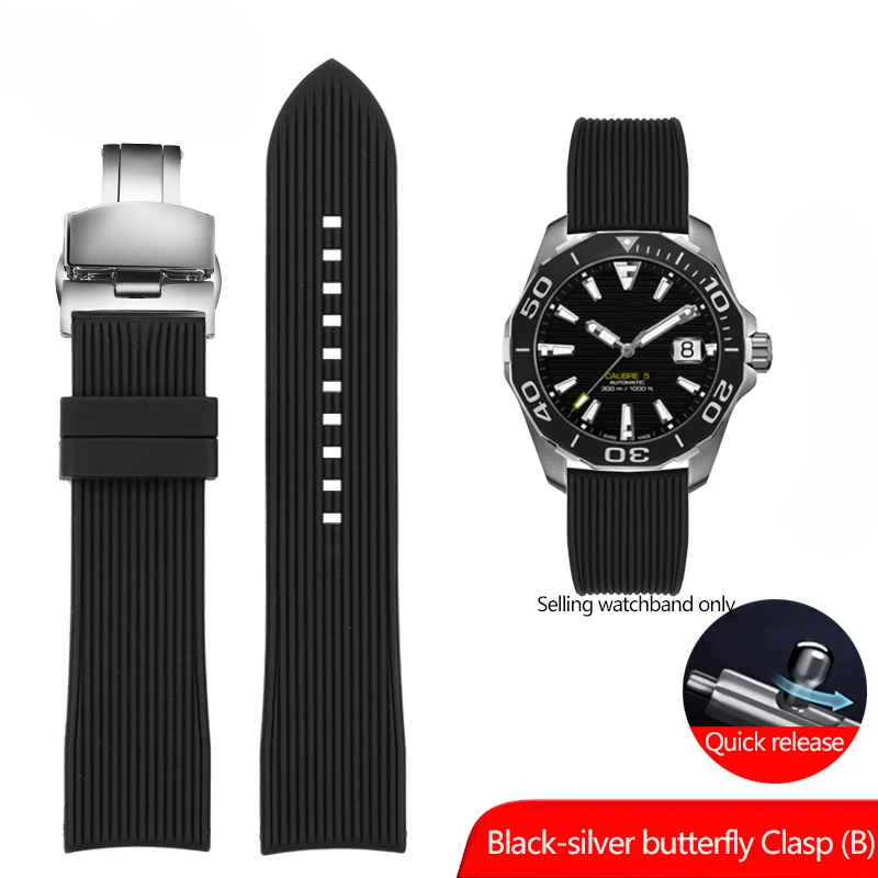 thumbnail image 1 of Correa de reloj de goma con extremo curvo de 20 mm y 22 mm para Casio EFR-303, Mido, Omega, Longines, Tissot, Seiko, Heuer, correa verde y naranja, 1 of 5