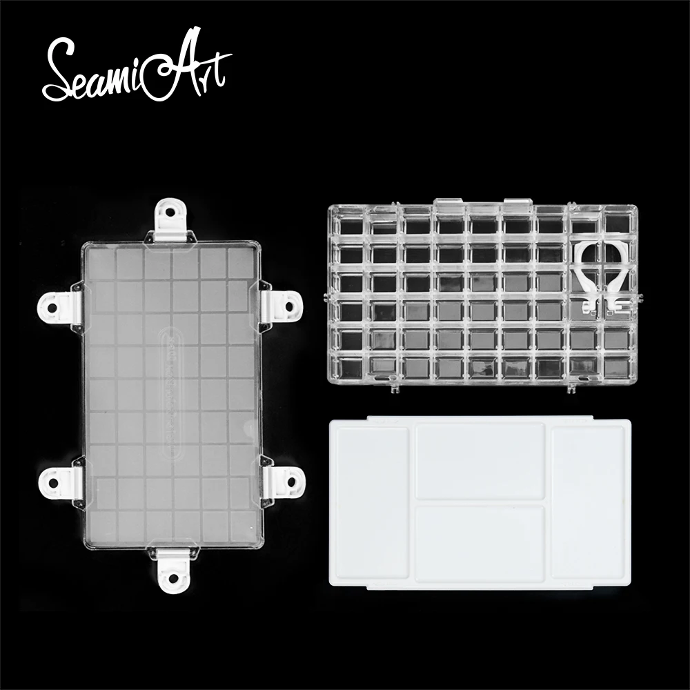 SeamiArt 12/24/36/50 Grids Empty Watercolor Palette Case Art Box Half Pans For Watercolors Oil Acrylic Gouache Paint Subpackage