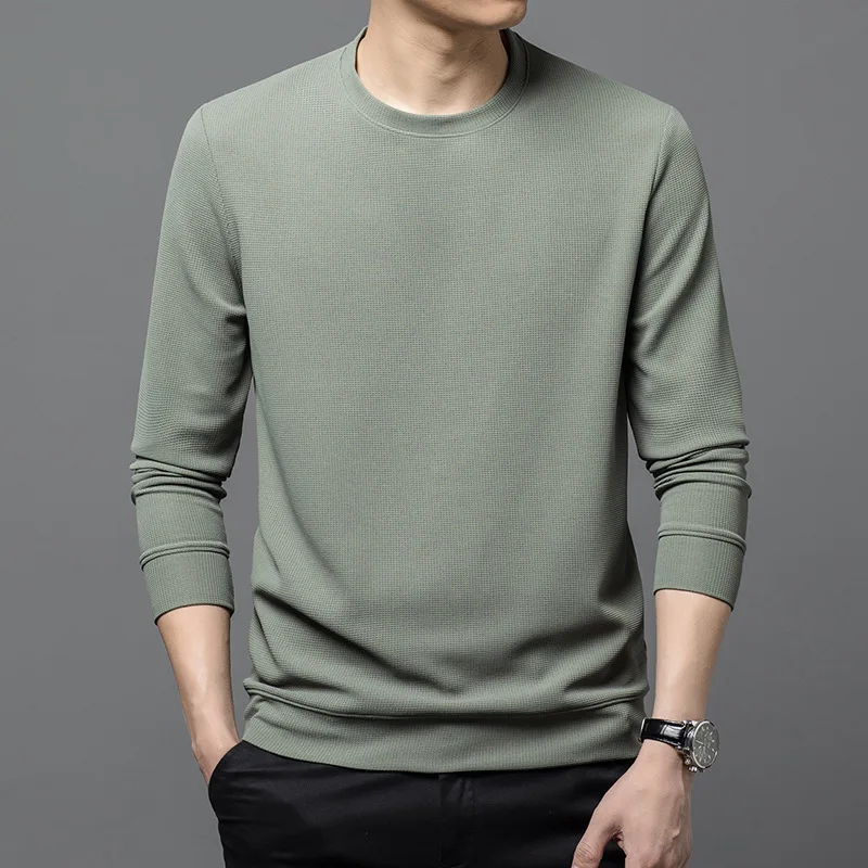 Autumn Winter Male Round Neck Solid Color Sweater Simple Fashion All-match Bottoming Jumpers Men Knitting Tops Homme Pullovers