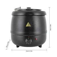 Marmite à soupe électrique 10L avec chauffe-soupe 35-80 ° Mijoteuse en acier inoxydable avec couvercle, plage de température C, 400W, pour soupes 2