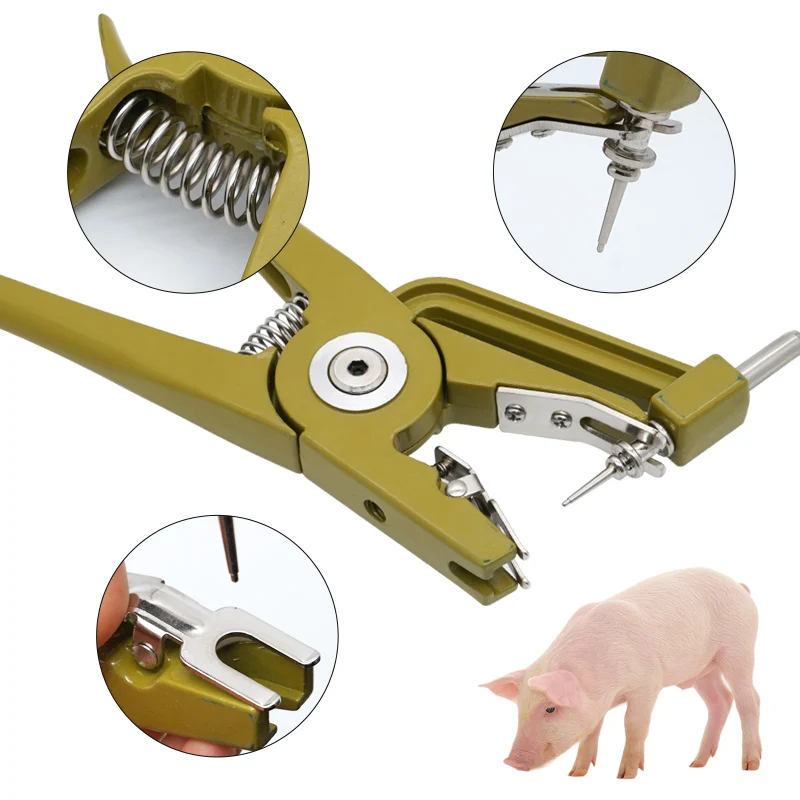 Livestock Cattle Goat Ear Tag Pliers Vertical Hydraulic Animal Control Device Applicator Puncher 1Pcs livestock ear tags animal ear pliers