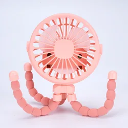 Portable Clip-On Stroller Fan with USB Rechargeable Battery and Adjustable Speeds (Pink)