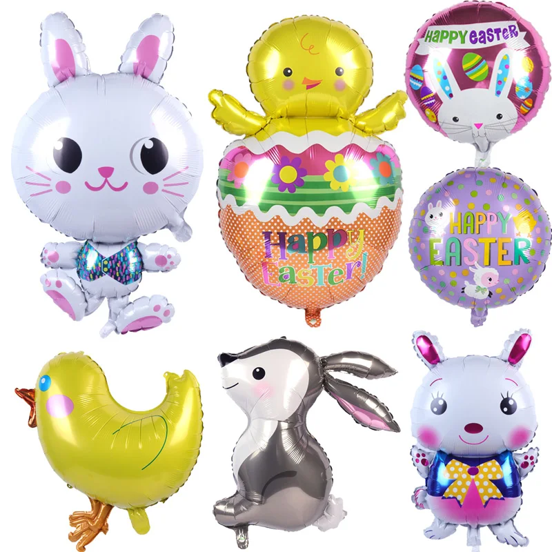 

1pc Happy Easter Balloon Chick Bunny Shape Foil Balloons Toy Easter Party Decoration Kids party photo props Toys gift