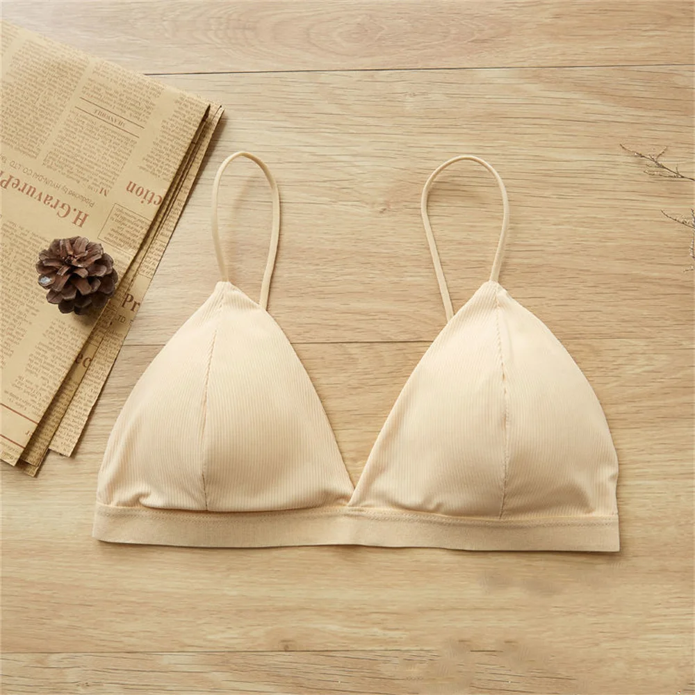 Wireless Triangle Bralette Set For Women Seamless Push Up Bra_voghion.com