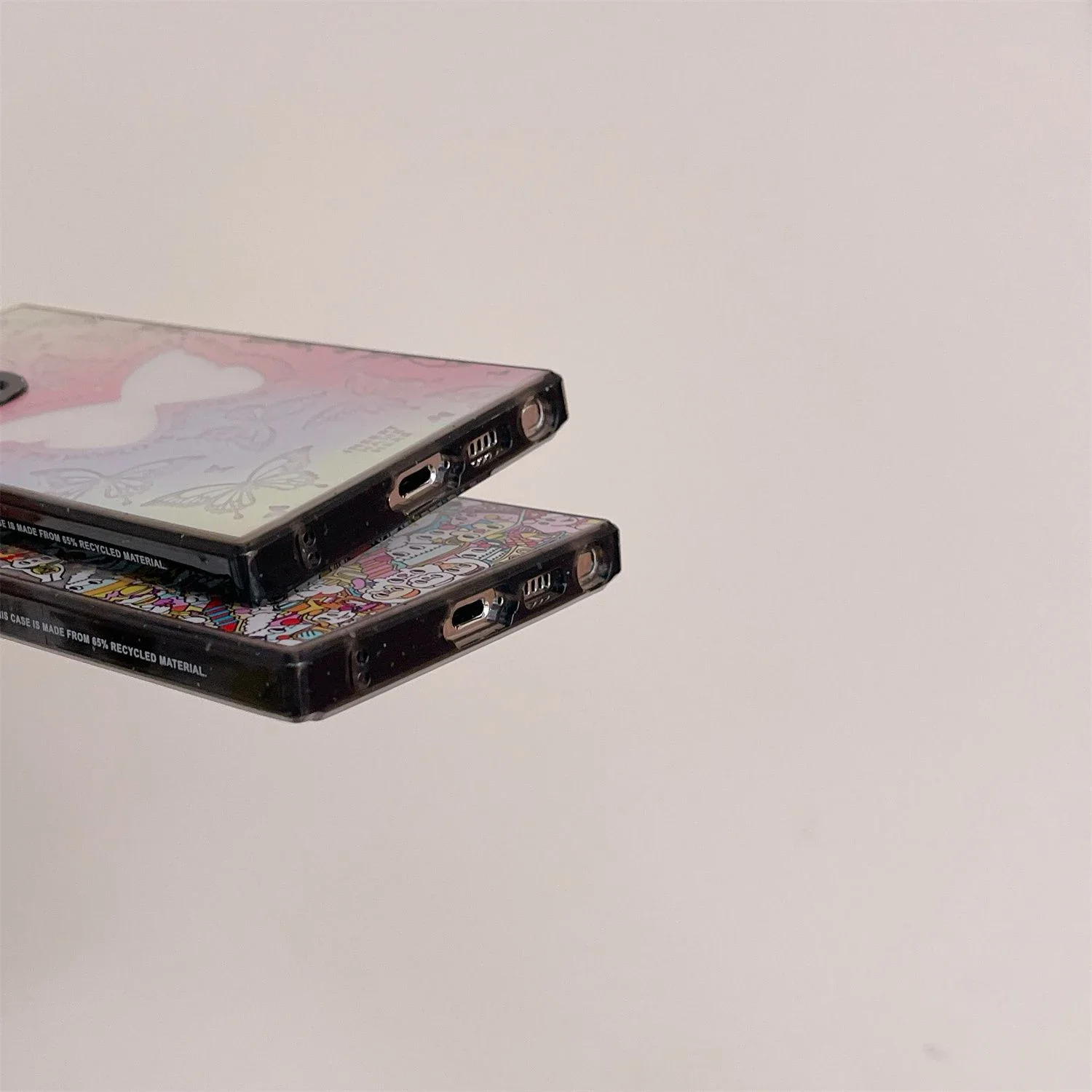 Colorful Hearts Cat Acrylic Black Border Case for Samsung Galaxy S22 S23 S24 Ultra S22+ S23+ S24 Plus Cover Protective Case