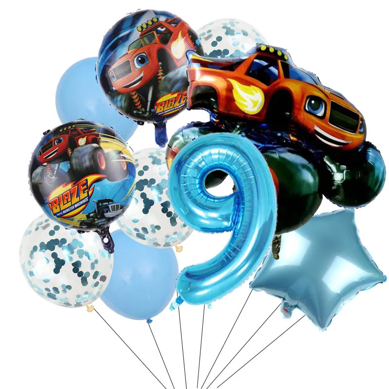 Birthday Party Decoration Supplies Blaze Monster Balloons Cartoon Car Boy Happy Birthday Baby Shower