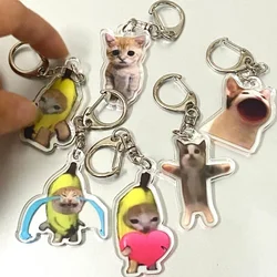 Creative Cat Pendant Keychain Funny Resin Lanyard Small Link Happy Banana Key Chain Bag Keychain Student Gift Accessories