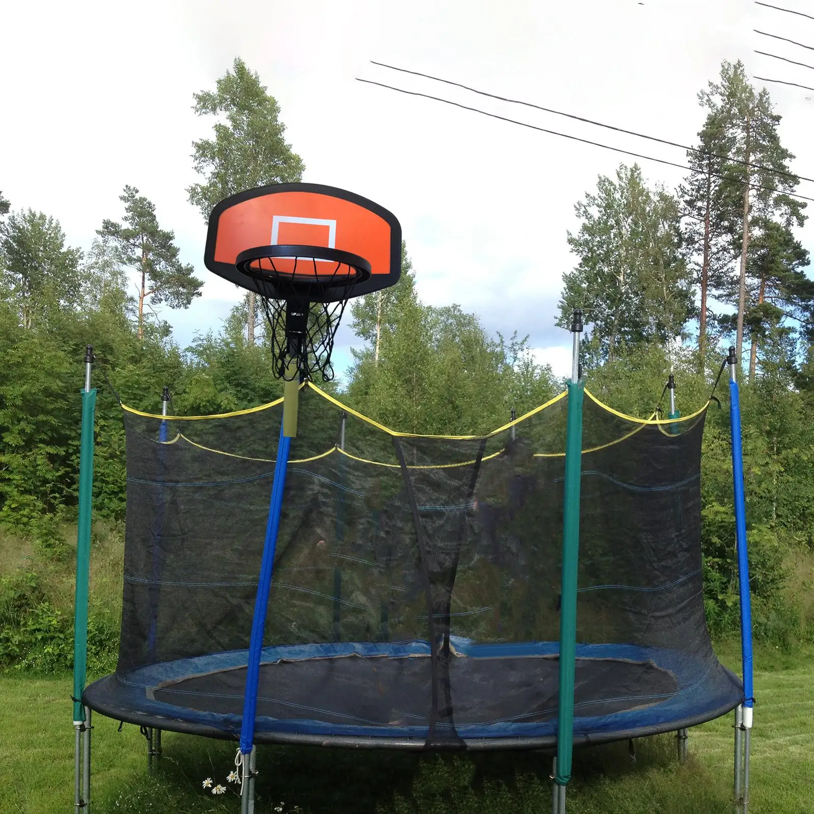 Trampoline Basketball Hoop Outdoor Sports Trampoline Attachment Basketball Backboard For Game Playing Curved Pole Dunking Indoor basketball hoop