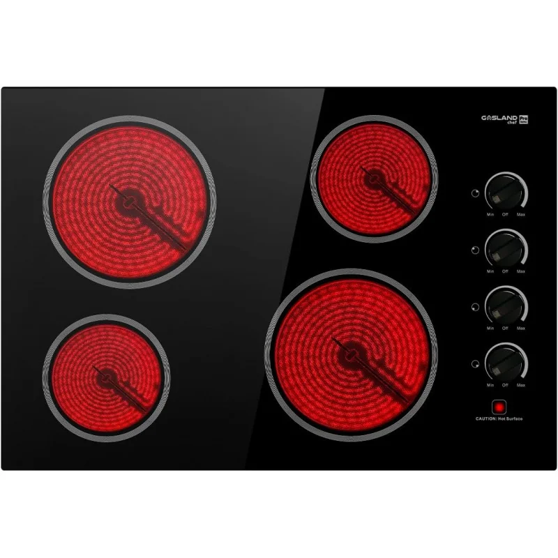 

GASLAND Chef Electric Cooktop 30 Inch, Built-in Ceramic Radiant Stovetop Pro CH77BS with 4 Burners,ETL Approved, Knob Control, H