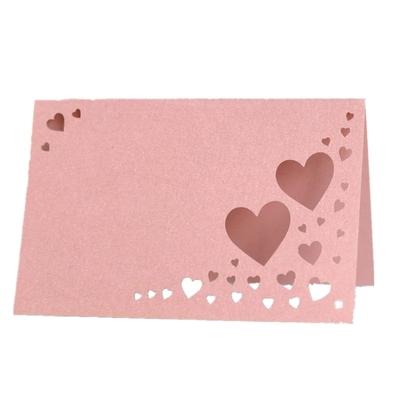 Pink Heart Place Card Creative Laser Cut Hollow Festival Greeting Cards Reception Desk Card Wedding Table Decoration place card holders,place cards,floral card holders,acrylic sign holders