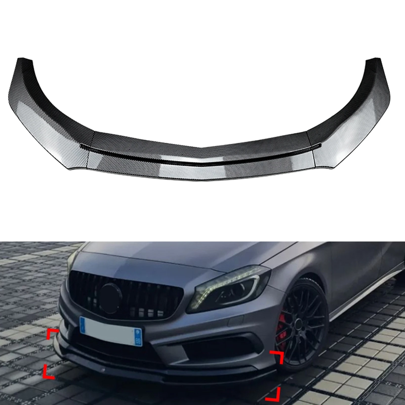 

For Mercedes-Benz A-Class W176 A200 A260 A45 AMG 2013-2018 Hatchback Only Front Bumper Spoiler Lip Car Lower Splitter Blade Kit