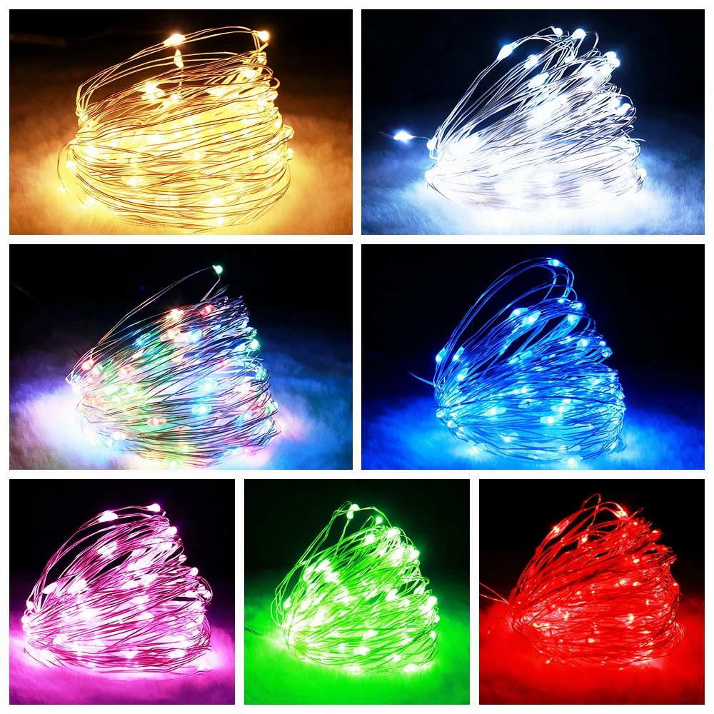 thumbnail image 5 of Guirnalda de luces LED con cable de cobre, 1 m, 2 m, 5 m y 10 m, con batería, para decoración de Navidad, dormitorio, boda y fiesta, 5 of 5