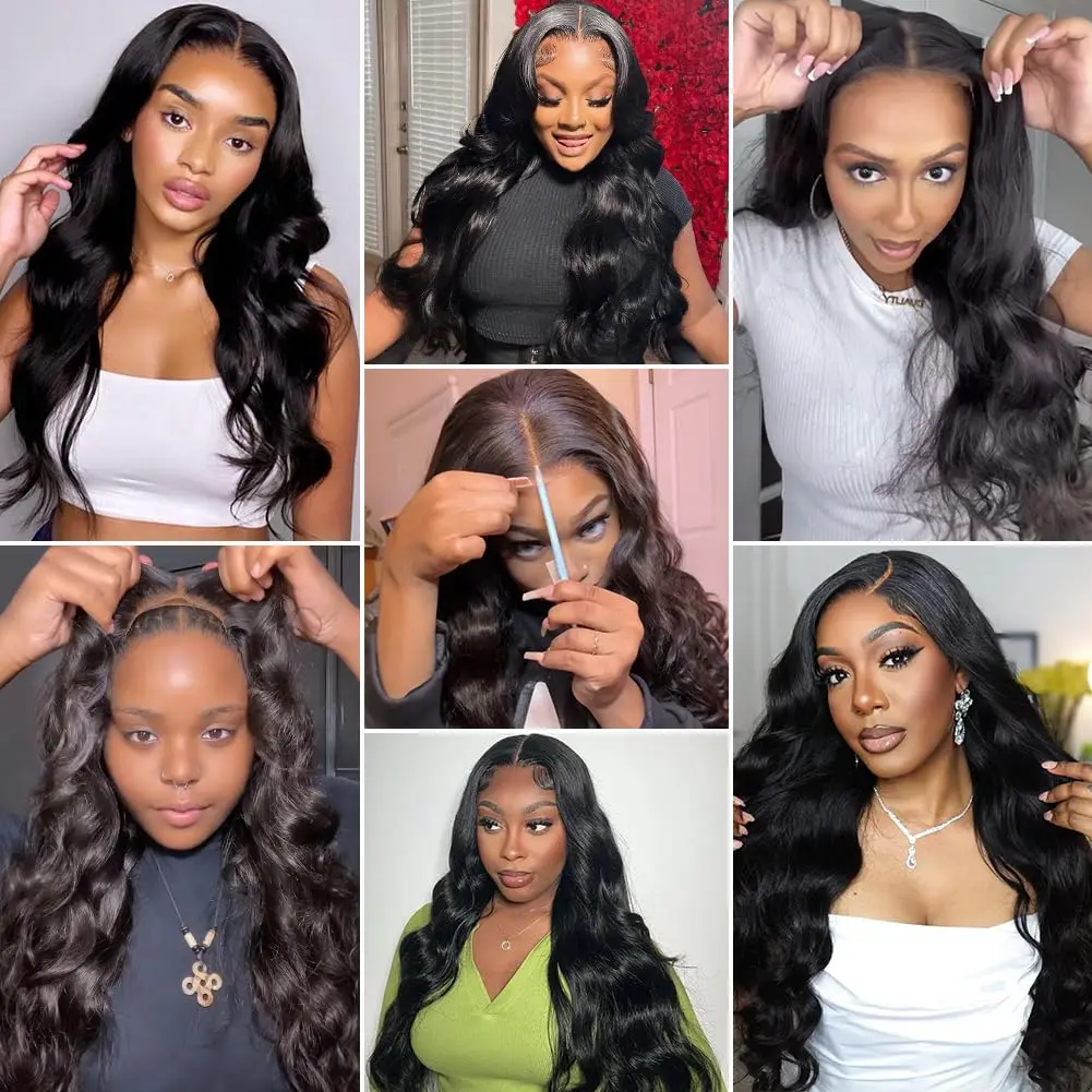 5x5 Body Wave Lace Front Wigs for Black Women Human Hair Glueless with Natural Hairline 200% Density 22 Inch 13x4 13x6