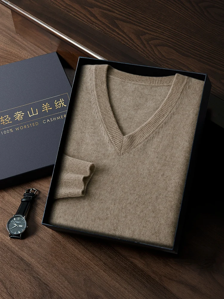 Men Cashmere Sweater High Quality Cable Knitting Smart Casual Pullover 100% Cashmere Knitwear Luxury Preppy Style Male Clothing 5