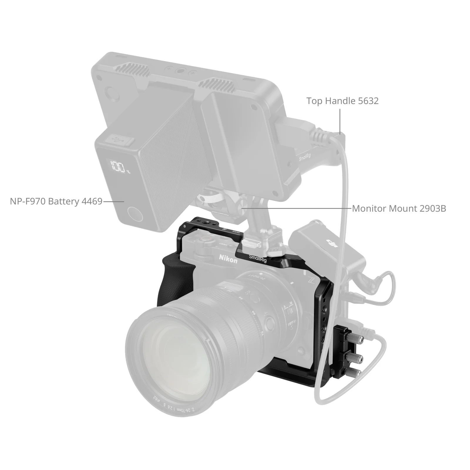 ZR Camera Cage for Nikon ZR, w Cable Clamp Silicone Handle Built-in Arca-Swiss Q