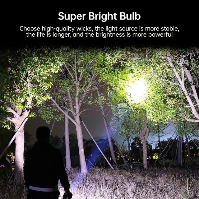 Camping High Power LED Flashlight Powerful USB Rechargeable Torch Handheld Portable 2