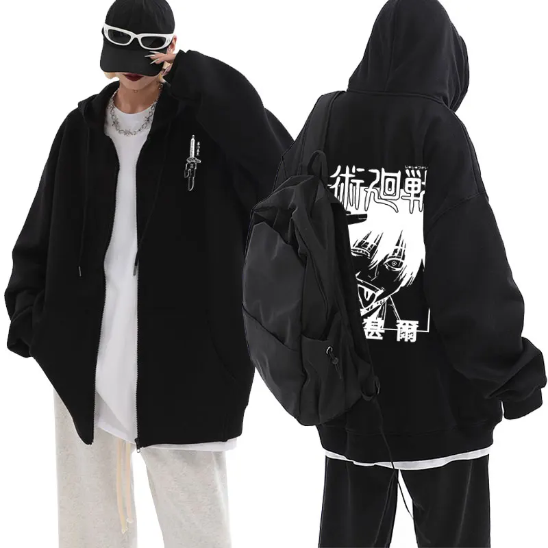 

Japanese Anime Jujutsu Kaisen Fushiguro Toji Graphic Zipper Hoodie Male Fashion Oversized Coat Male Manga Casual Zip Up Jacket